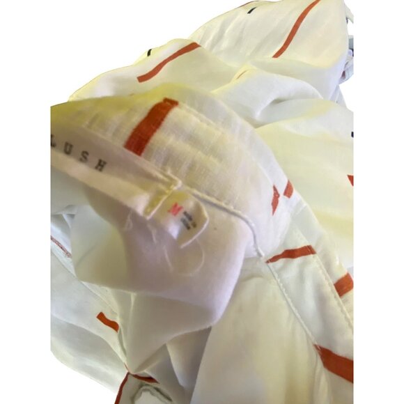 Lush White Striped Button-Down Shirt Dress Size Medium Classic Preppy Casual Y2k - Picture 6 of 7